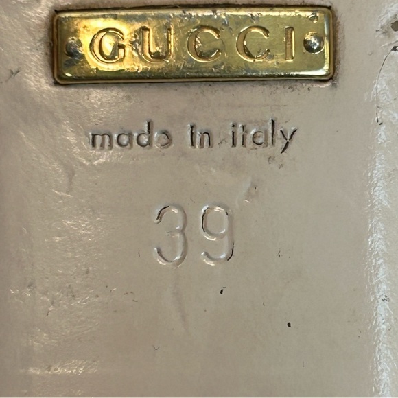 GUCCI ‘Jem’ black leather faux Pearl red blue white velvet stripe riding boot 39 - Picture 13 of 15